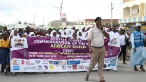 USAID Tujitegemee in collaboration with the County Government of Mombasa's various departments during the Day of The African Child commemoration walk.