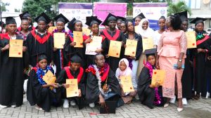 Our DREAMS beneficiaries graduating from Hair Beauty and Makeup course in Mikindani Ward.
